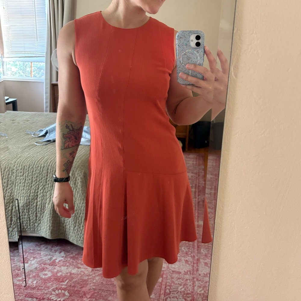 Theory Vibrant Orange Mini Shift Dress